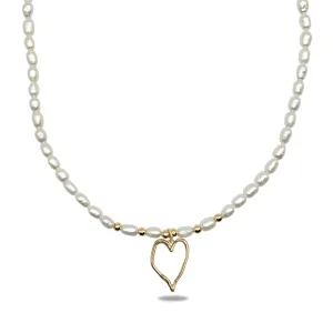 Dainty Freshwater Pearl Necklace with Trendy Charm