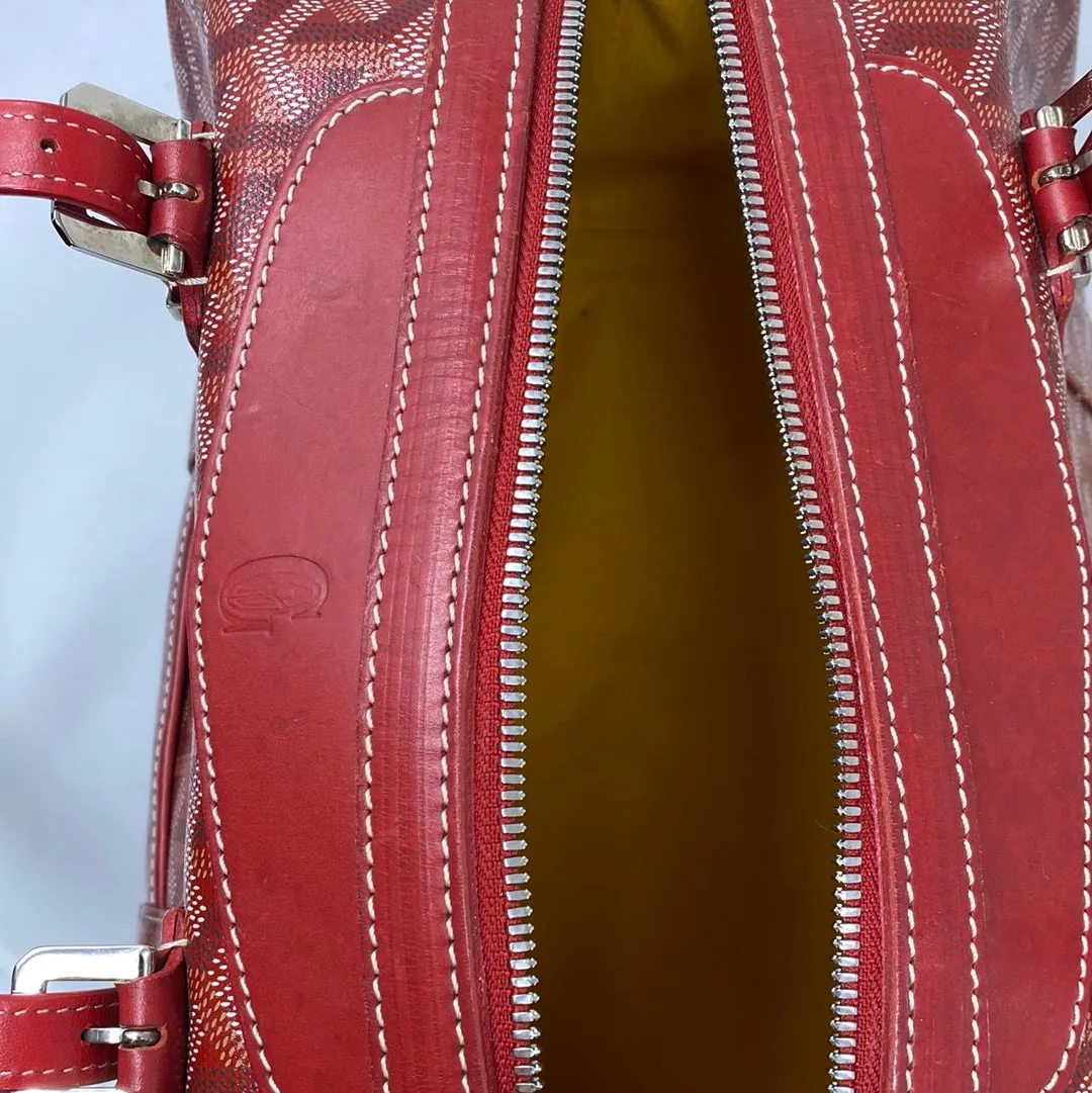 Goyard Red Coated Canvas Boeing Travel Bag 30 Satchel