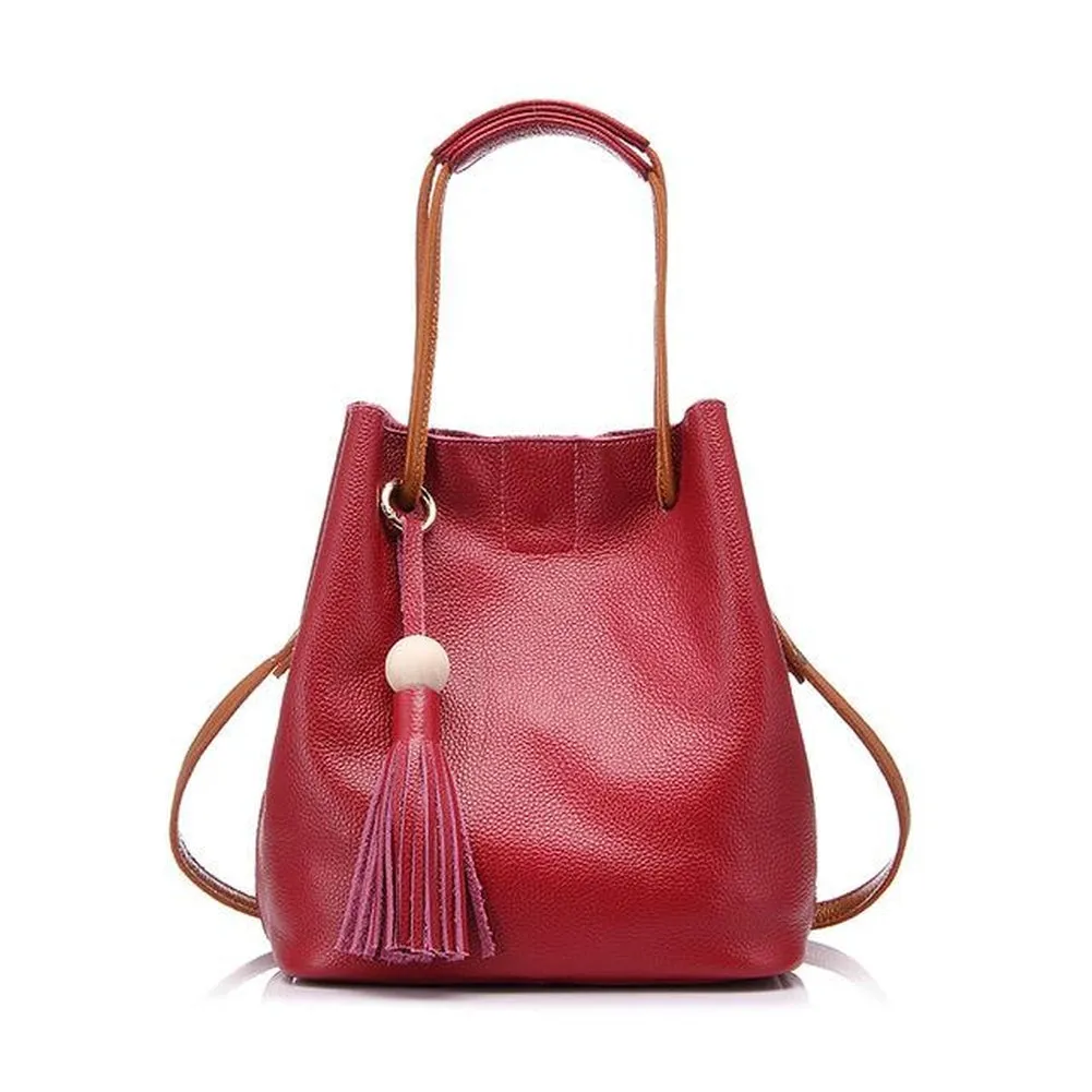 <bold>Bucket / Crossbody Bag <br>Genuine-Leather