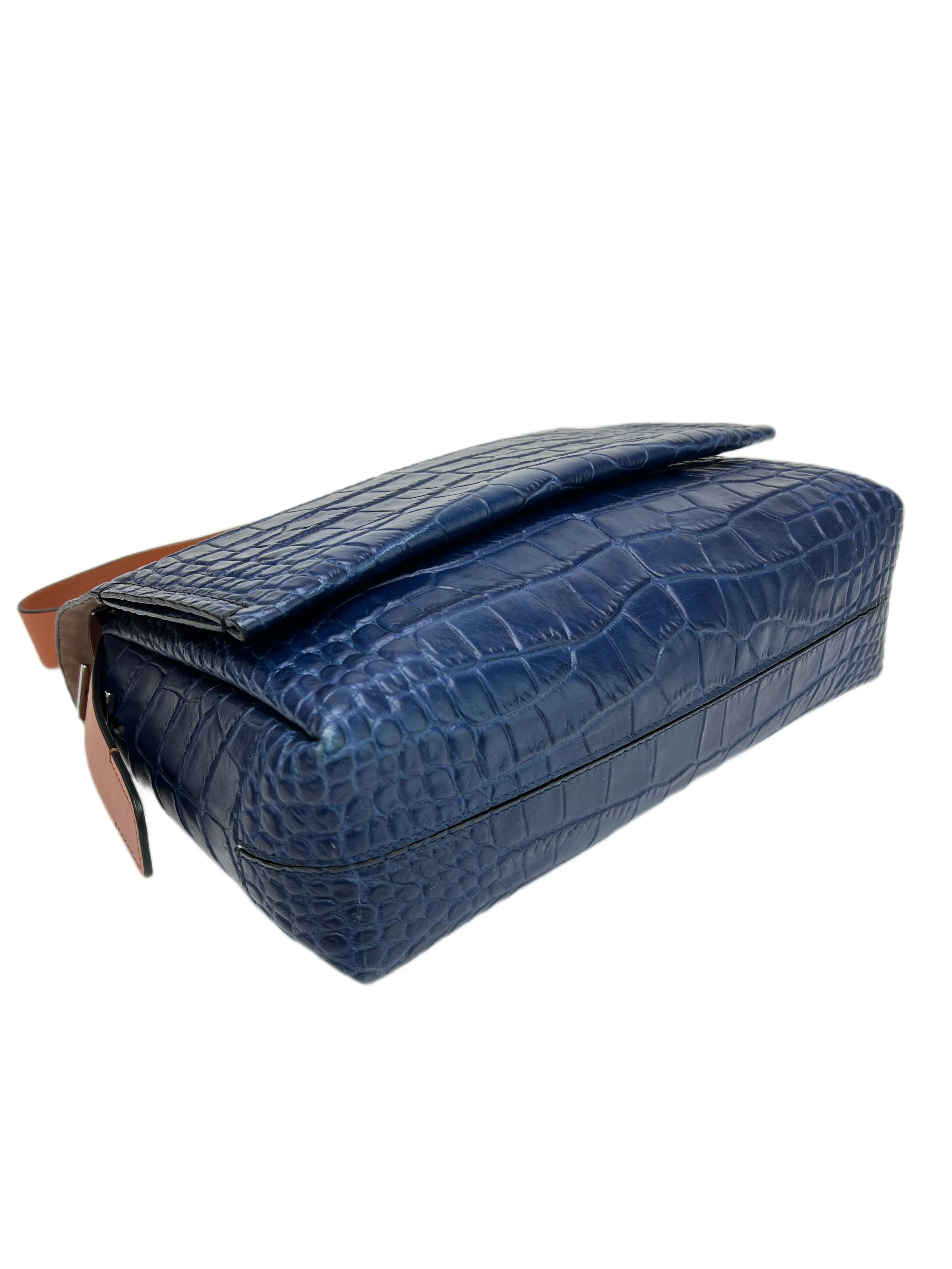 Max Mara Women's Blue Ombrina Calf Leather 10x11x4 Messenger Bag NWT